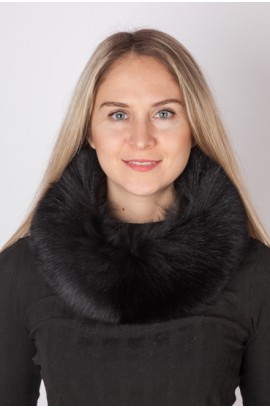 Black fox fur headband - Neck warmer